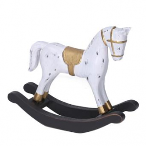 Cavallo a dondolo legno bianco cm42x8h31
