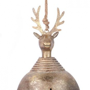 Sfera campanello metallo renna oro cm14x14x24