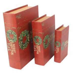 Scatola libro ecopelle 1-3 rosso ghirlanda cm32x24h8