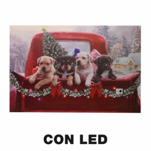 Zoom Quadro led legno cani multicolor rettangolare cm60x40h1,8