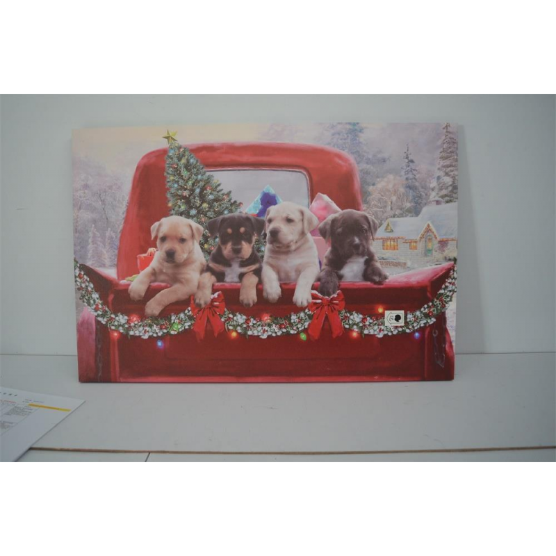 Quadro led legno cani multicolor rettangolare cm60x40h1,8