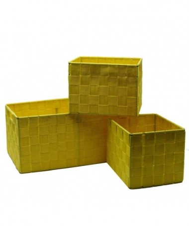 Cassetto in poliestere - set da 3 giallo