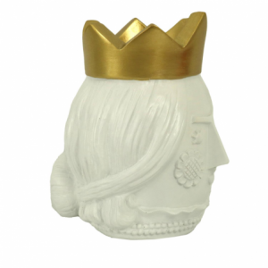 Portavaso resina viso regina oro biancocm11x14h17