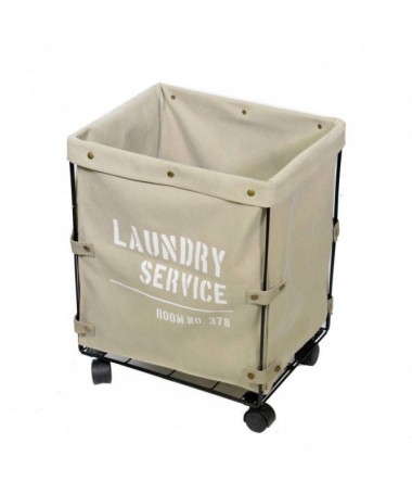 Cestone Laundry in tessuto con rotelle - beige