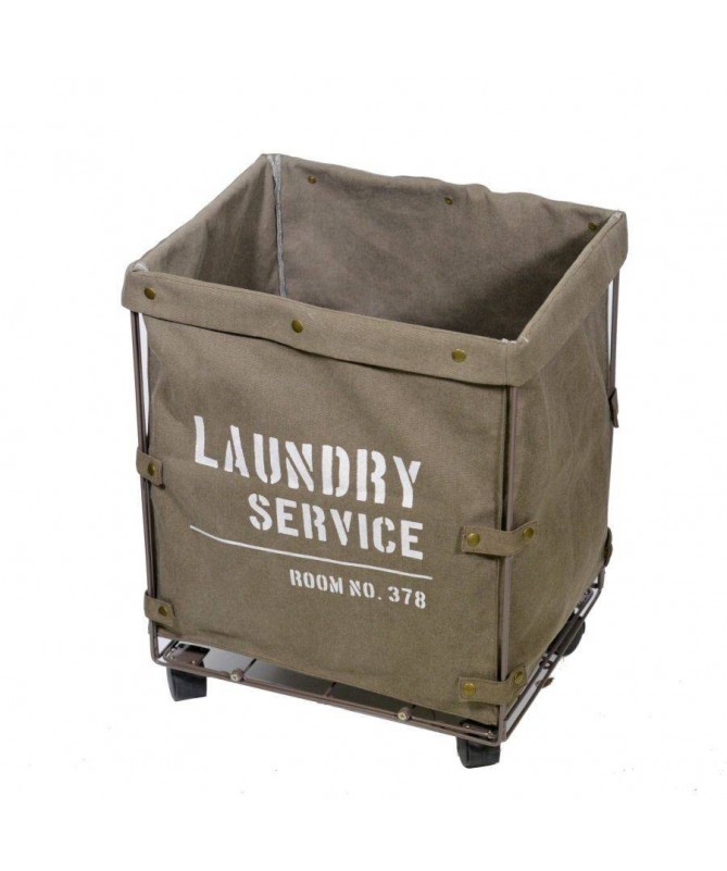 Cestone Laundry in tessuto con rotelle - marrone