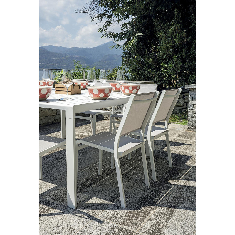 Tavolo alluminio allungabile Giacinto bianco 100-150x150 Moia