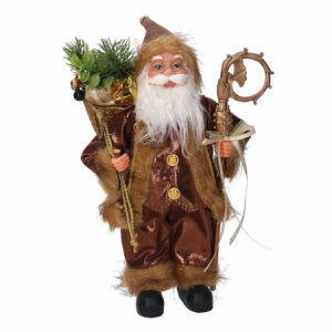Babbo natale tessuto oro e marrone cmh30
