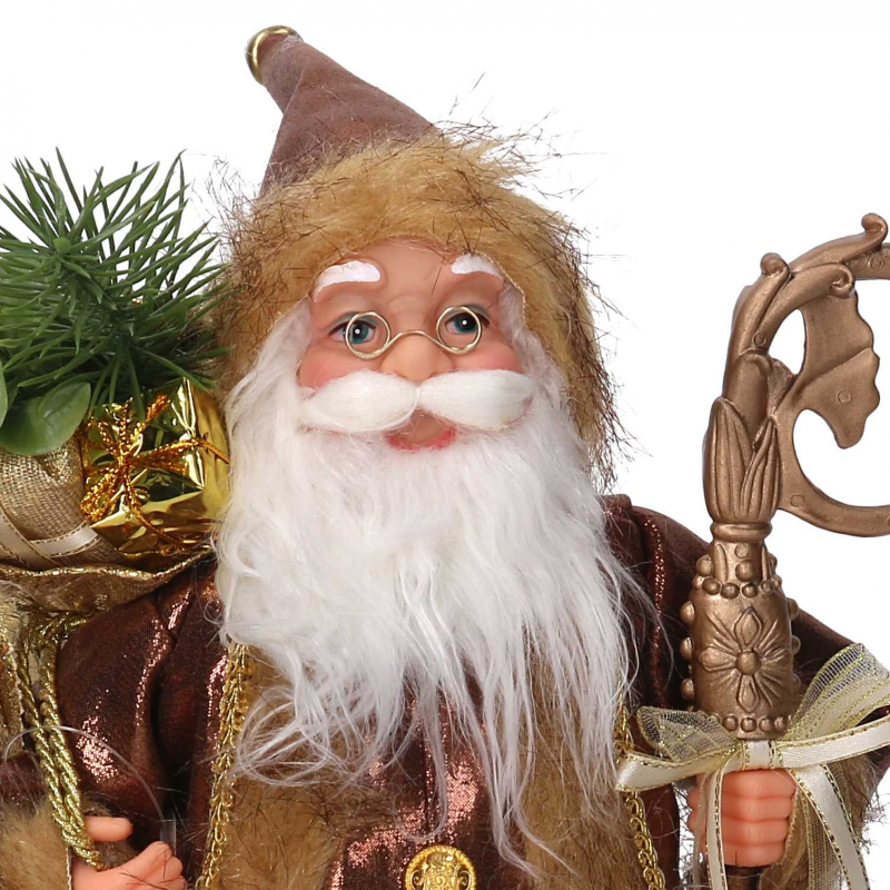 Babbo natale tessuto oro e marrone cmh30