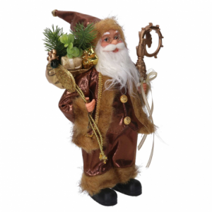 Zoom Babbo natale tessuto oro e marrone cmh45
