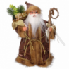 Puntale tessuto Babbo Natale oro e marrone cm ø22h30
