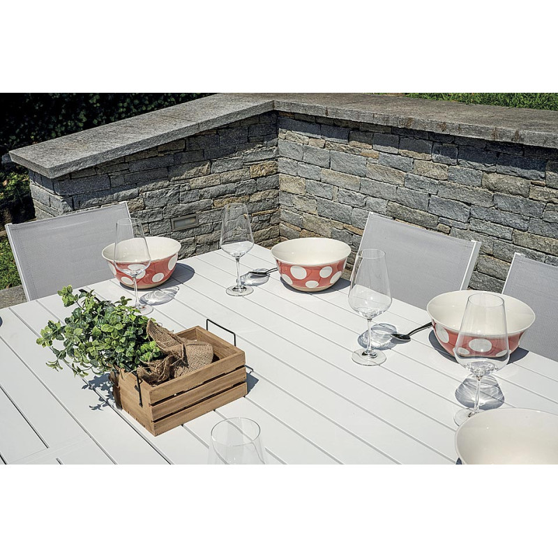 Tavolo alluminio allungabile Giacinto bianco 100-150x150 Moia