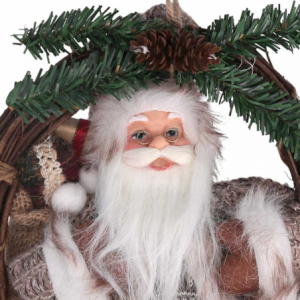 Zoom Babbo natale tessuto su ghirlanda marrone cmh32/49