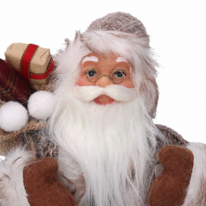 Zoom Babbo natale tessuto su slitta marrone cmh30