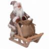 Babbo natale tessuto con slitta marronecmh30