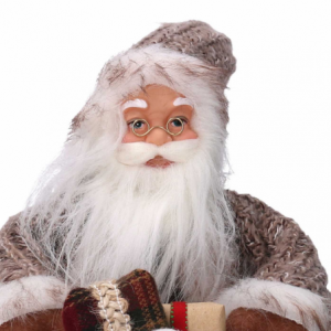 Zoom Babbo natale tessuto con slitta marronecmh30