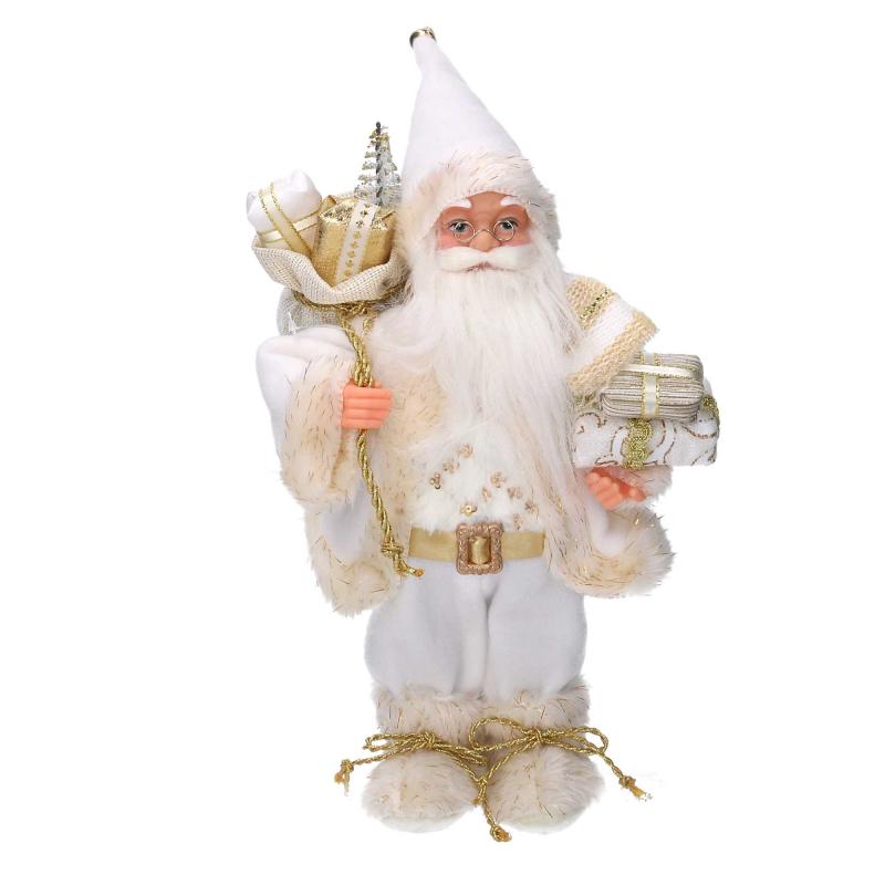 Babbo natale tessuto bianco e oro cmh30