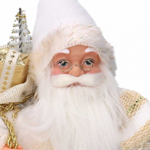 Zoom Babbo natale tessuto bianco e oro cmh30