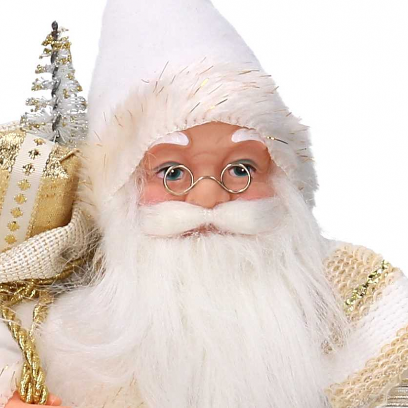 Babbo natale tessuto bianco e oro cmh45