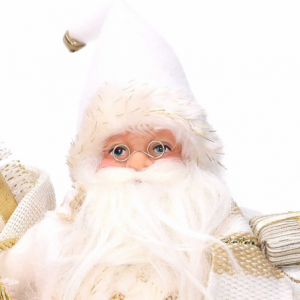 Zoom Puntale tessuto Babbo Natale bianco e oro cmø22h30