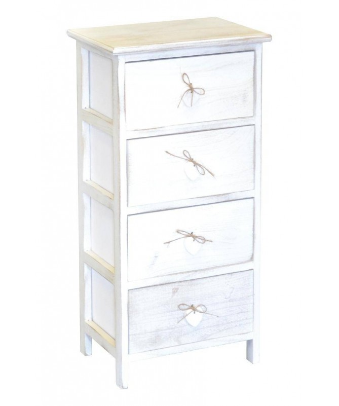 Cassettiera Love Beige in legno verniciato con 4 cassetti