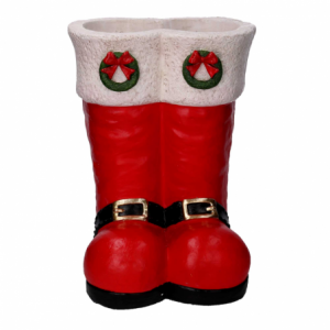 Zoom Portavaso resina stivali rosso e biancocm31,5x31h41