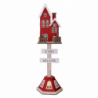 Casetta legno rosso con led cm 17x15,3h56,5