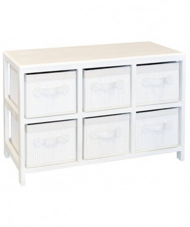 Mobile Perla in bamboo con 6 cassetti