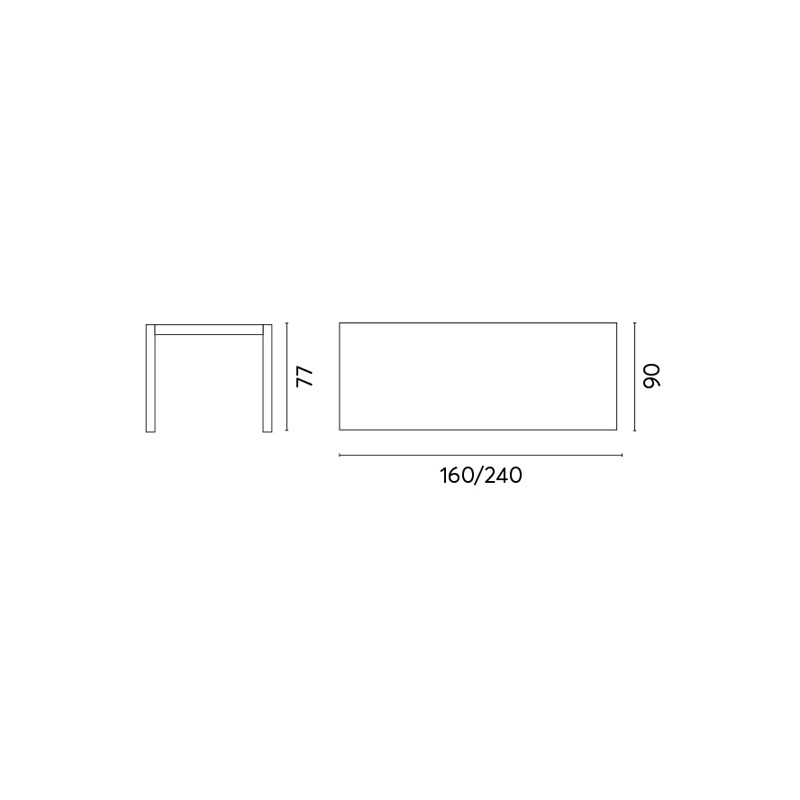 Tavolo alluminio allungabile Naxos antracite 160-240x90 Moia