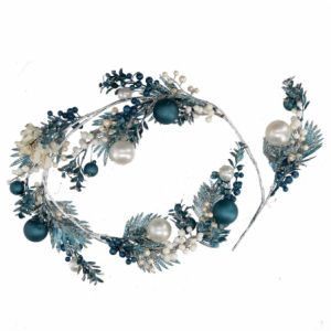 Zoom Festone plastica sfere bianco e blu cm 125