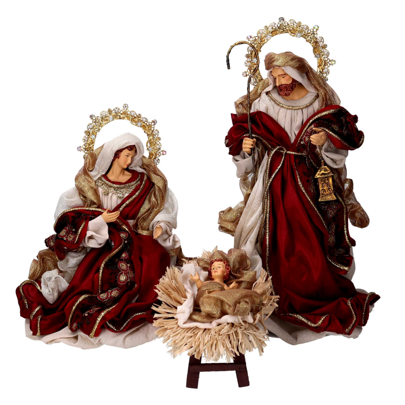 Presepe tessuto bordeaux con re magi cmh35,5