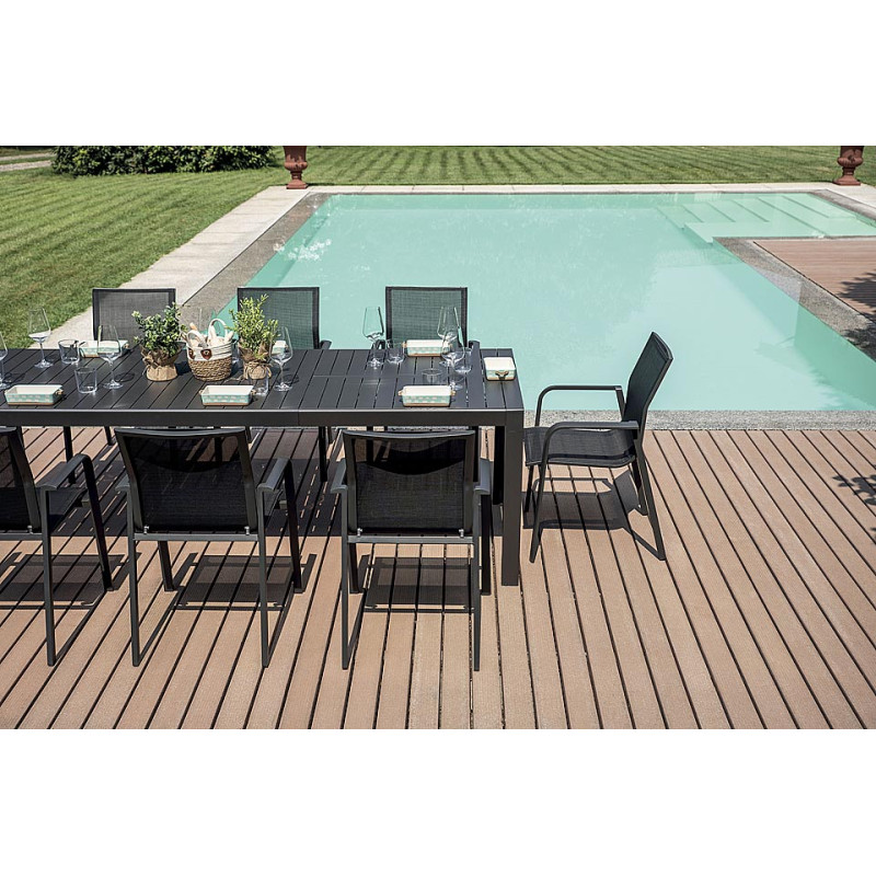 Tavolo alluminio allungabile Naxos antracite 160-240x90 Moia