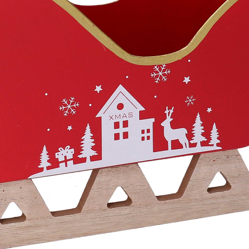 Slitta metallo casetta bianco e rosso cm27,5x10h20