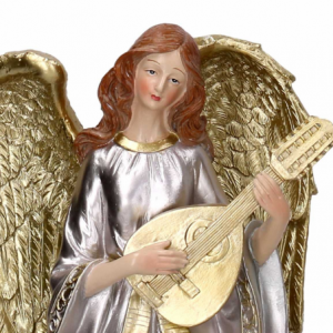 Angelo resina con chitarra oro cm18,2x16,4h37,8