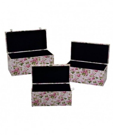 Zoom Baule in ecopelle a fiori - set da 3 rosa
