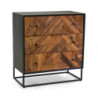 Mobile Legno Jaipur Naturale 3 Cassetti top Nero Cm 75x38h80