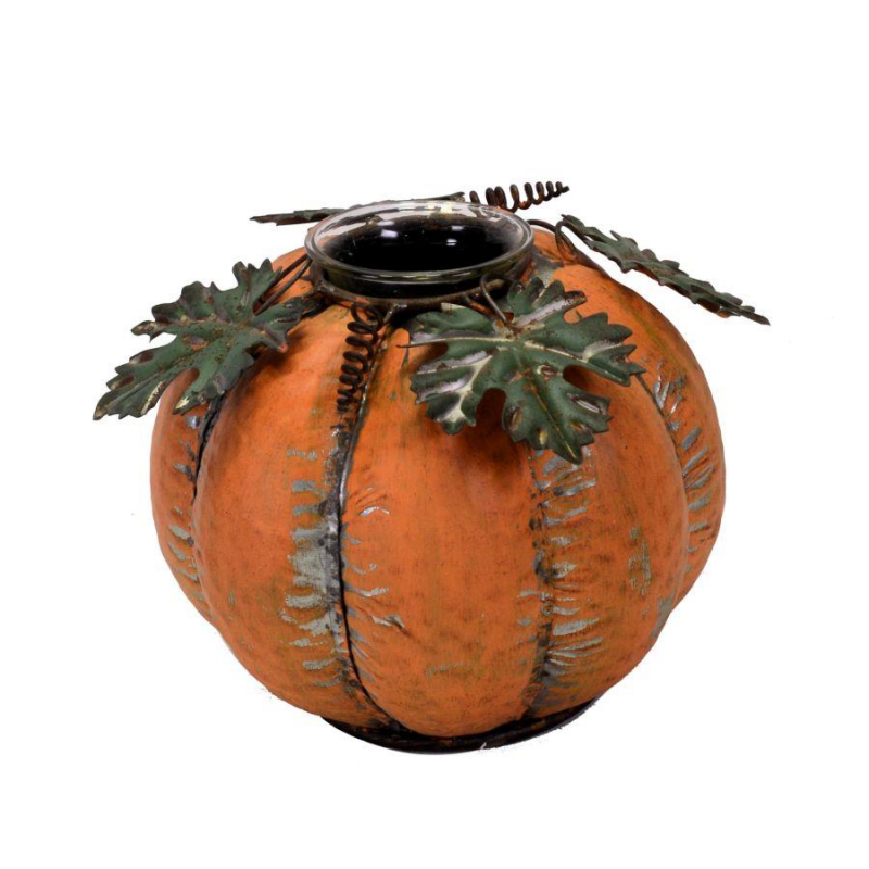 Portacandele metallo zucca arancione 1pø20h14,5