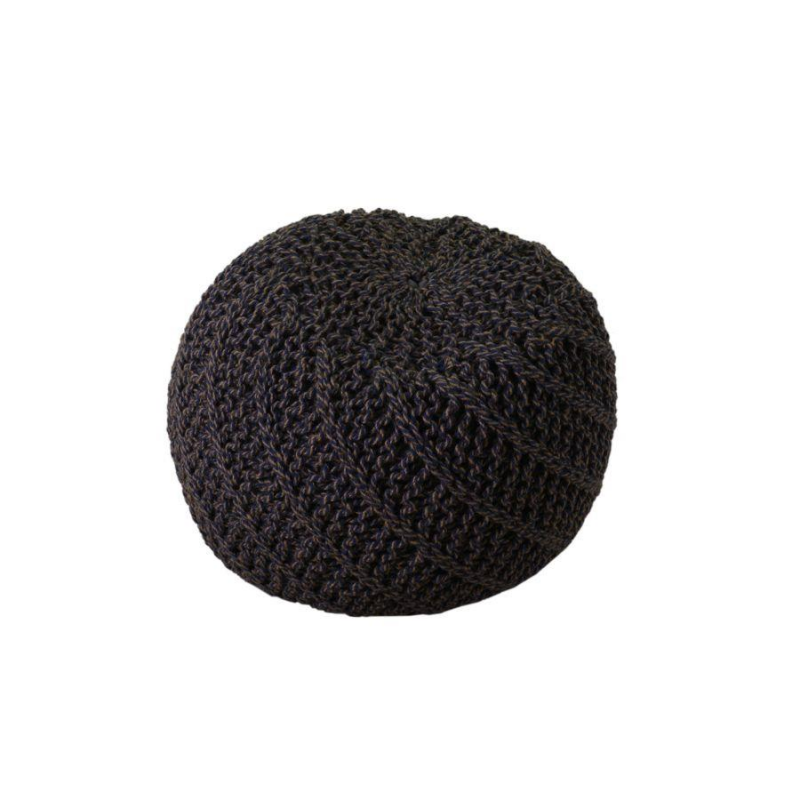 Puff tessuto crema blu tondo cmø47h36