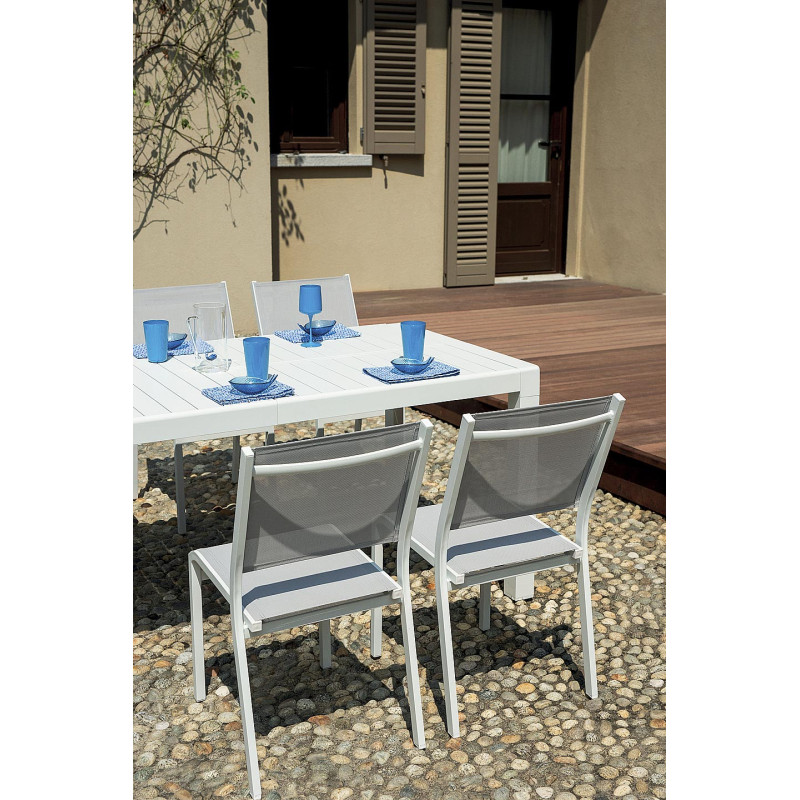Tavolo Naxos allungabile alluminio bianco 160-240x90 cm giardino