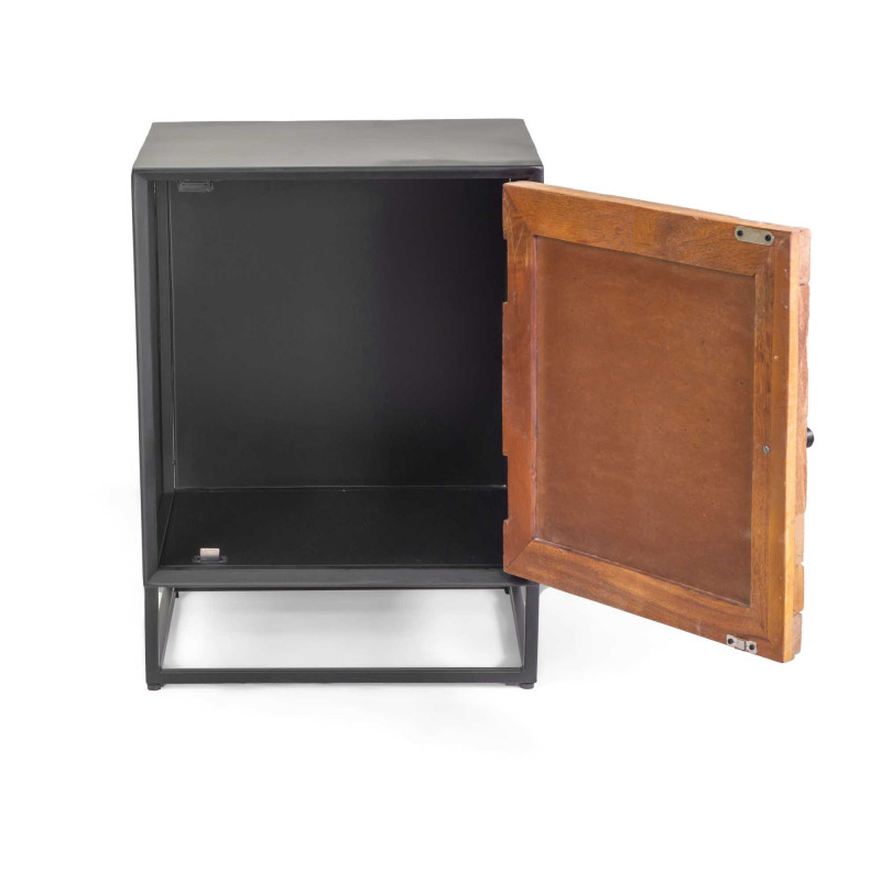 Mobile Comodino Legno Jaipur Naturale Top Nero cm 45x35h60