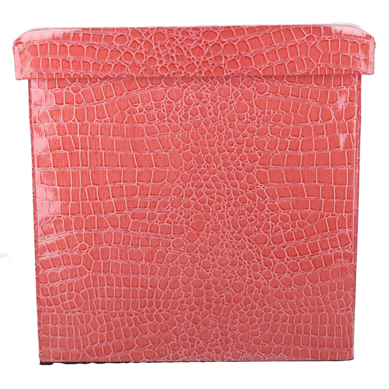 Puff ecopelle rosso quadro pieghevole cm30x30h30
