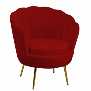 Poltrona velluto tulipan rosso fragola cm73x72h77