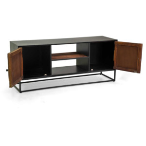 Zoom Mobile Legno Jaipur Naturale Top Nero Cm 130x40h55