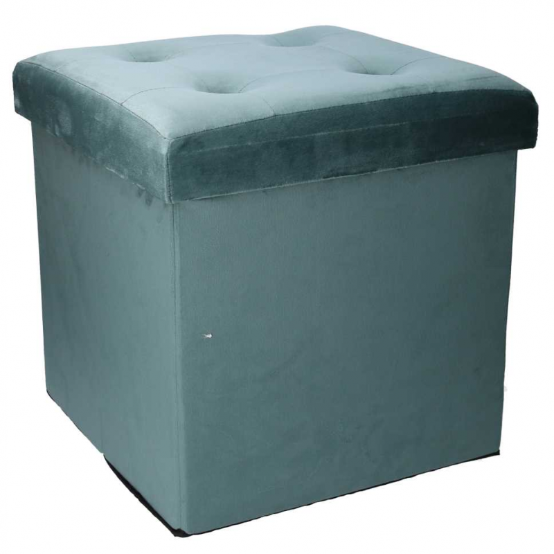 Puff velluto verde salvia quadro pieghevole cm38x38h38