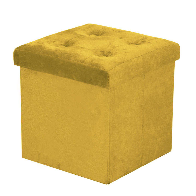 Puff velluto giallo quadro pieghevole cm38x38h38