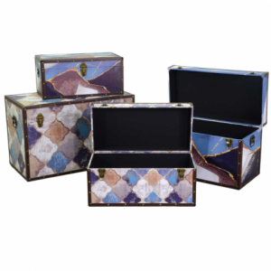 Zoom Baule ecopelle 1-4 blu marocco rettangolare cm 80x40h50