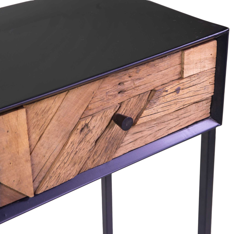 Mobile Consolle Legno Jaipur Naturale Top Nero cm 90x36h80