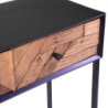 Mobile Consolle Legno Jaipur Naturale Top Nero cm 90x36h80