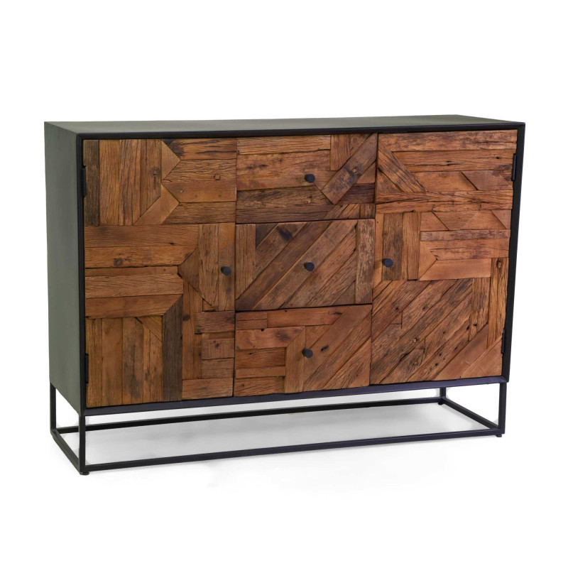 Mobile Legno Jaipur Naturale Top Nero Cm 120x38h85