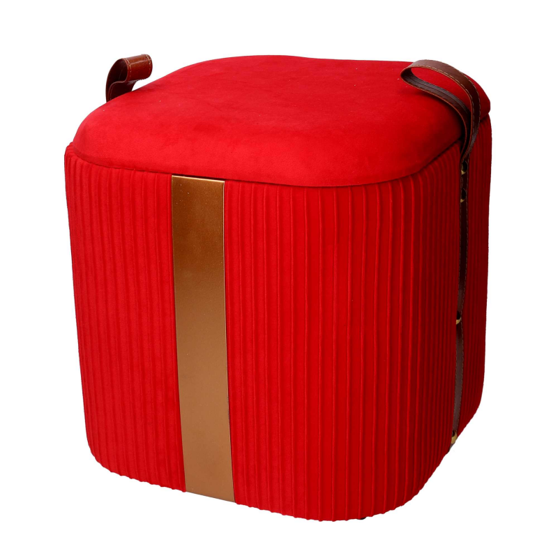 Puff contenitore velluto 1-3 rosso cm39x39h43