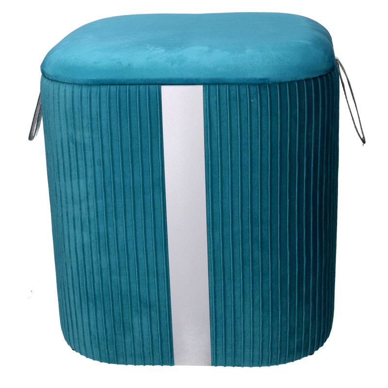Puff contenitore velluto 1-3 turchese cm39x39h43